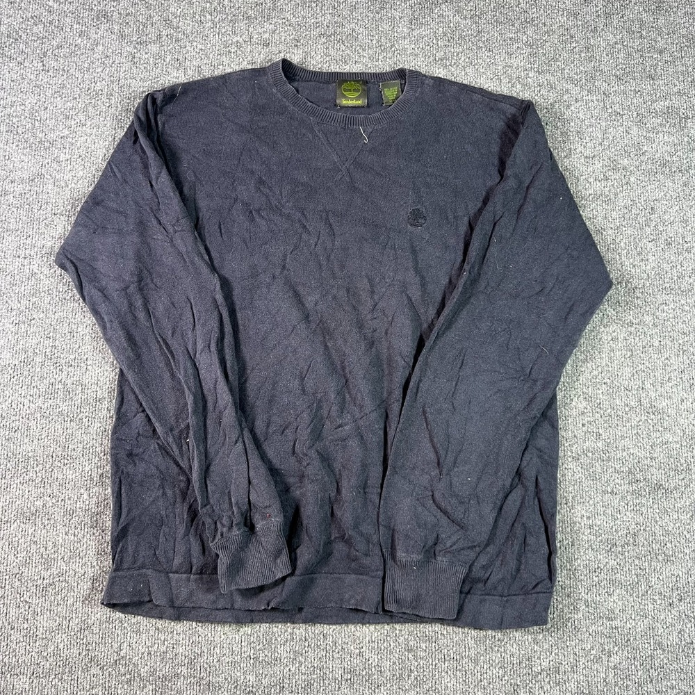 Timberland T-Shirt Men's Medium Blue Embroidered Long Sleeve Gorpcore Workwear